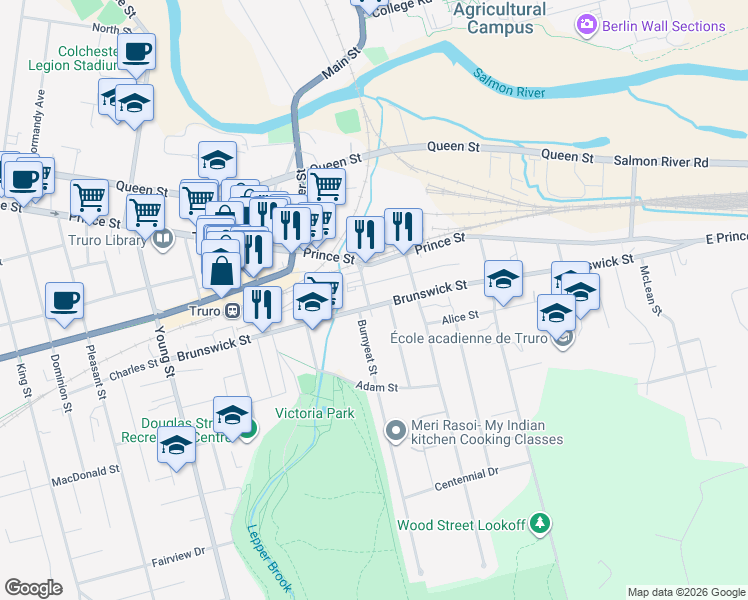 map of restaurants, bars, coffee shops, grocery stores, and more near 25 Cottage Street in Truro