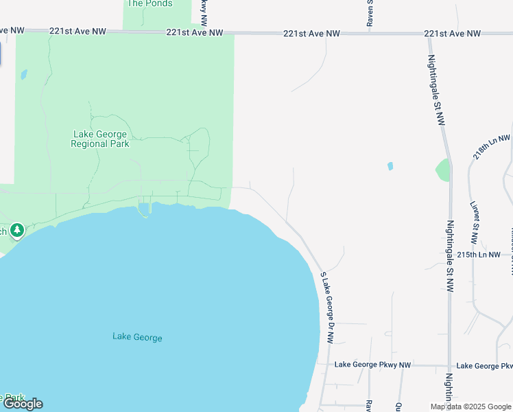 map of restaurants, bars, coffee shops, grocery stores, and more near 2451 South Lake George Drive Northwest in Oak Grove