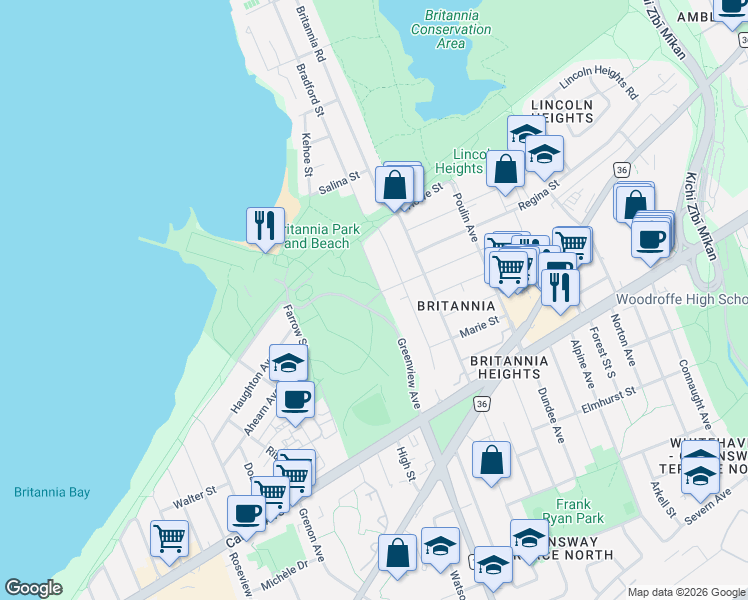 map of restaurants, bars, coffee shops, grocery stores, and more near 2709 Don Street in Ottawa