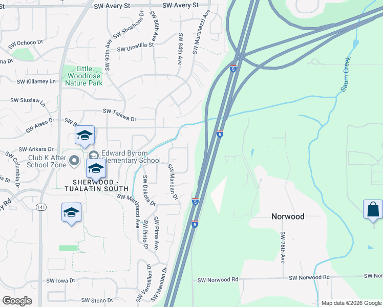 map of restaurants, bars, coffee shops, grocery stores, and more near 8324 Southwest Tygh Loop in Tualatin