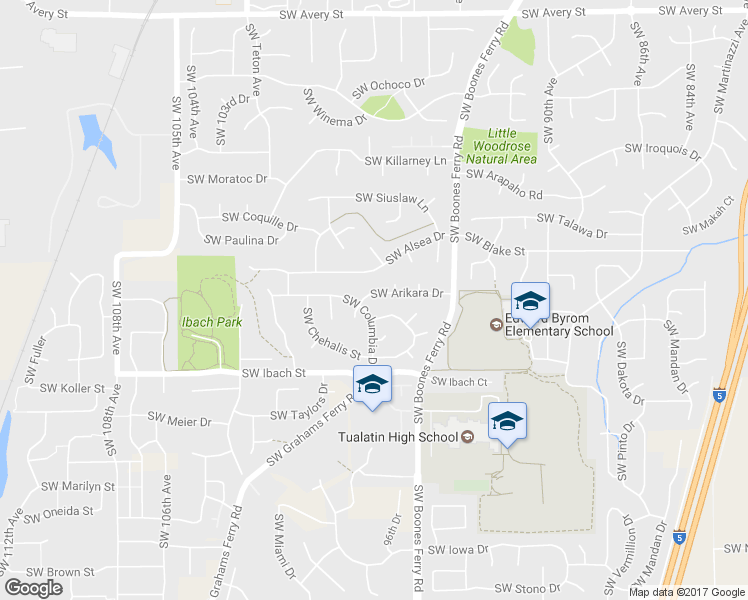 map of restaurants, bars, coffee shops, grocery stores, and more near 9708 Southwest Arikara Drive in Tualatin