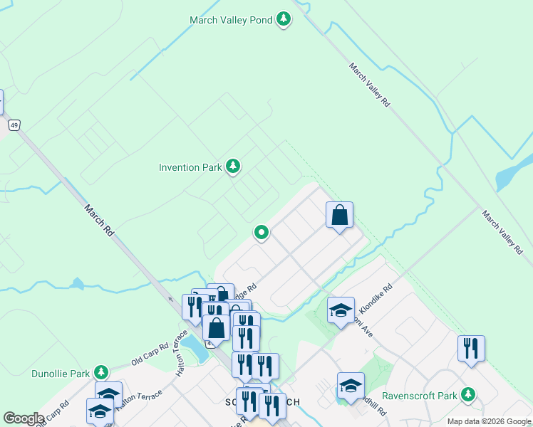 map of restaurants, bars, coffee shops, grocery stores, and more near 437 Celtic Ridge Crescent in Ottawa