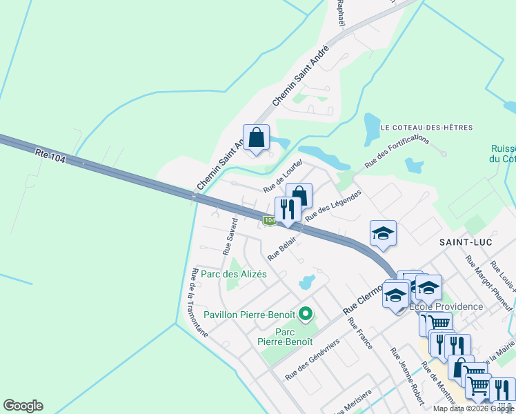 map of restaurants, bars, coffee shops, grocery stores, and more near 511 Boulevard Saint-Luc in Saint-Jean-sur-Richelieu