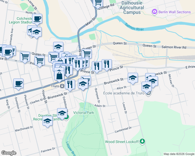 map of restaurants, bars, coffee shops, grocery stores, and more near 13 Cottage Street in Truro
