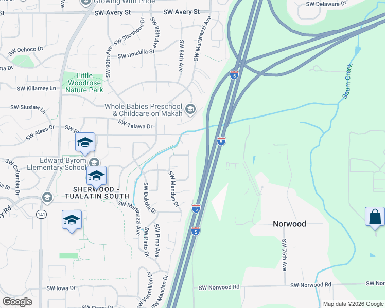 map of restaurants, bars, coffee shops, grocery stores, and more near 8324 Southwest Tygh Loop in Tualatin