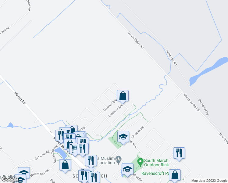 map of restaurants, bars, coffee shops, grocery stores, and more near 415 Arncliffe Avenue in Ottawa