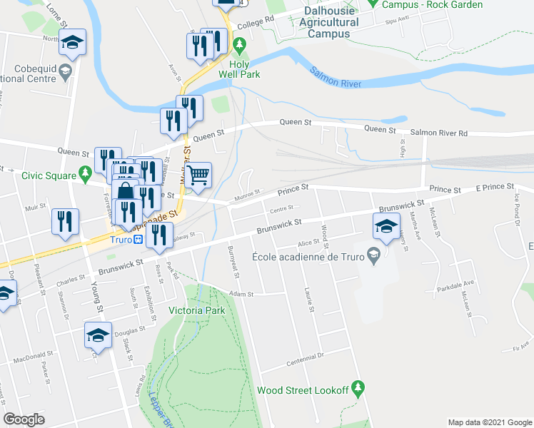 map of restaurants, bars, coffee shops, grocery stores, and more near 17 Lyman Street in Truro