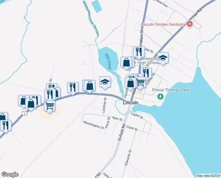 map of restaurants, bars, coffee shops, grocery stores, and more near 35 West Broadway in Lincoln