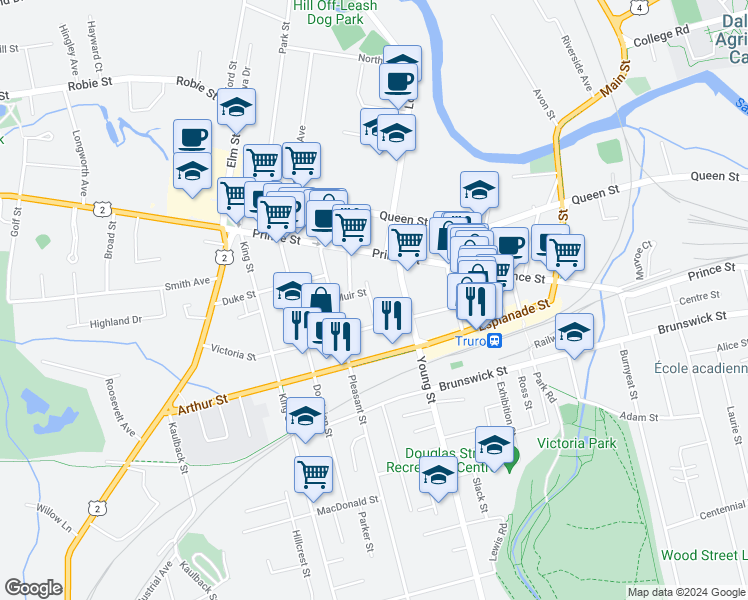 map of restaurants, bars, coffee shops, grocery stores, and more near 9 Faulkner Street in Truro