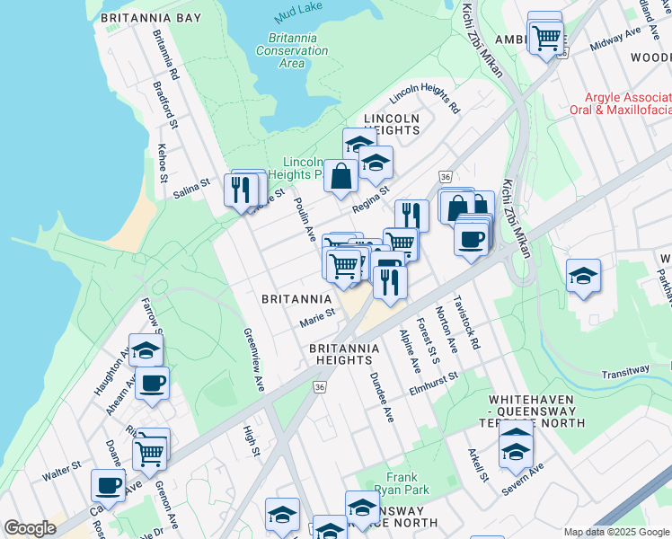 map of restaurants, bars, coffee shops, grocery stores, and more near 2666 Conn Street in Ottawa