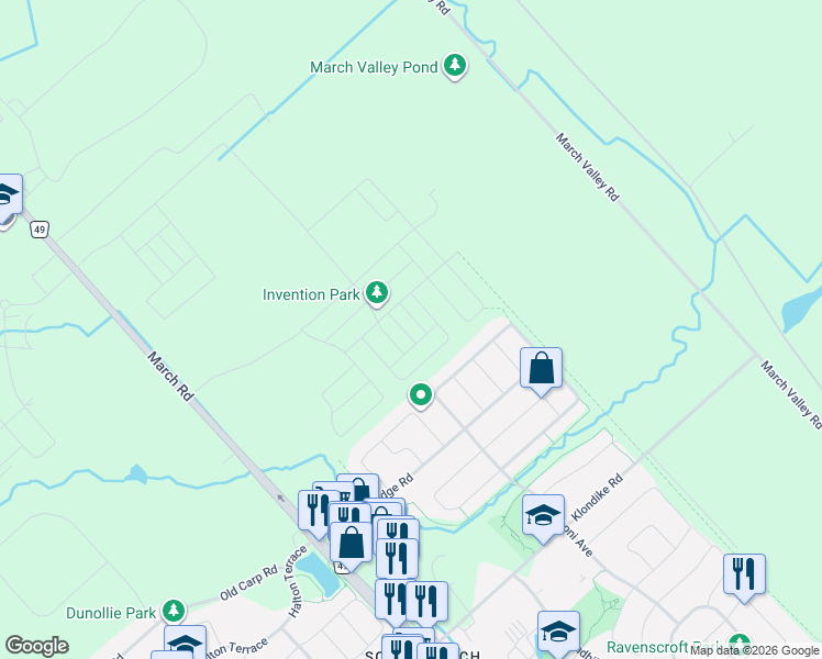 map of restaurants, bars, coffee shops, grocery stores, and more near 419 Velocity Mews in Ottawa