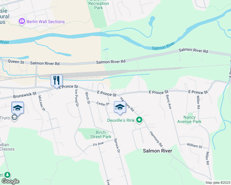 map of restaurants, bars, coffee shops, grocery stores, and more near 1429 East Prince Street in Truro