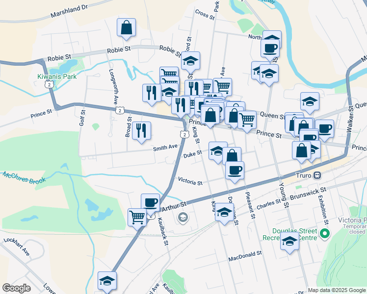 map of restaurants, bars, coffee shops, grocery stores, and more near 41 Willow Street in Truro