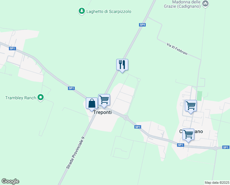 map of restaurants, bars, coffee shops, grocery stores, and more near 2 Via delle Robinie in Treponti