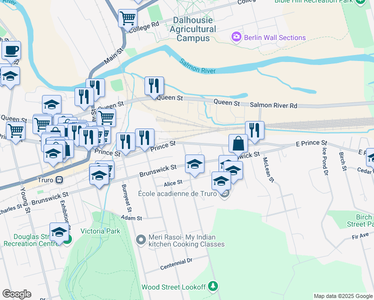 map of restaurants, bars, coffee shops, grocery stores, and more near 9 Wood Street in Truro