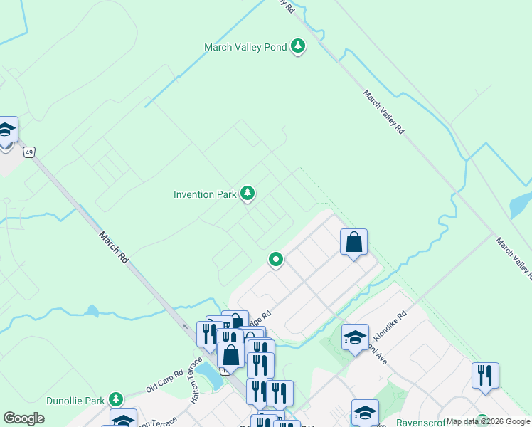 map of restaurants, bars, coffee shops, grocery stores, and more near 413 Velocity Mews in Ottawa