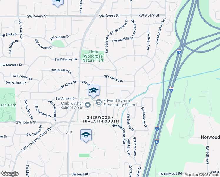 map of restaurants, bars, coffee shops, grocery stores, and more near 21438 Southwest 90th Avenue in Tualatin