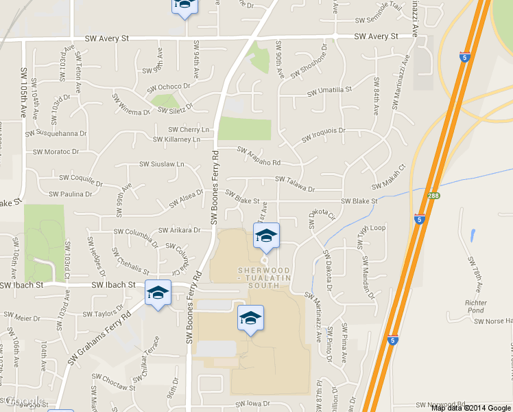 map of restaurants, bars, coffee shops, grocery stores, and more near 9126 Southwest Blake Street in Tualatin