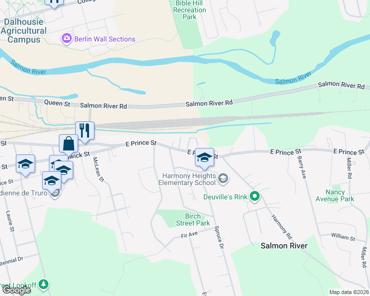 map of restaurants, bars, coffee shops, grocery stores, and more near 3 Matheson Drive in Truro