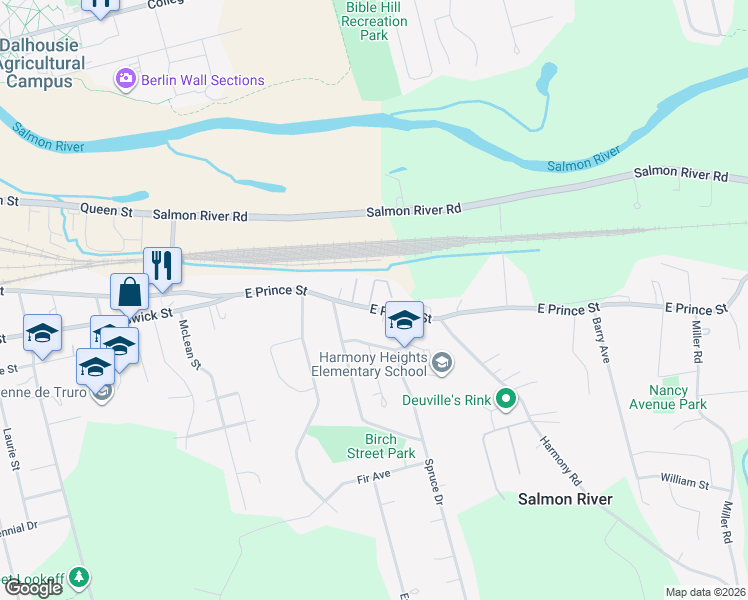 map of restaurants, bars, coffee shops, grocery stores, and more near 4 Matheson Drive in Truro