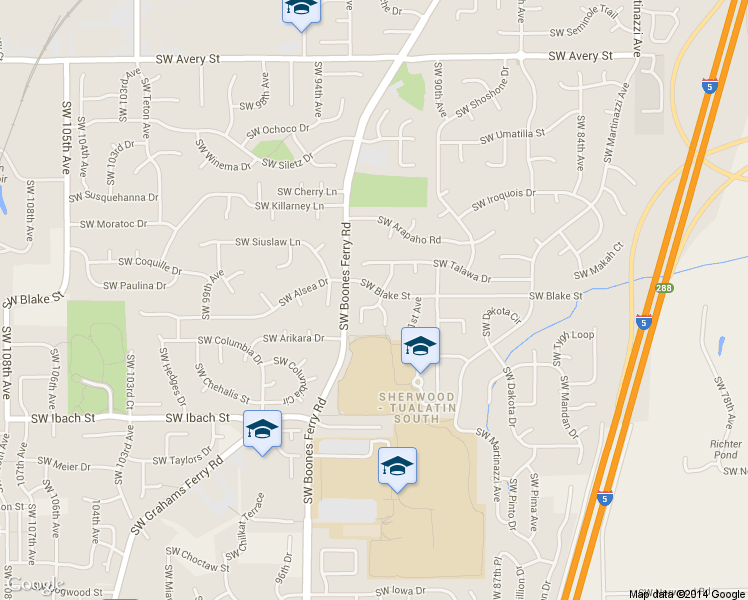 map of restaurants, bars, coffee shops, grocery stores, and more near 21449 Southwest Cayuse Court in Tualatin