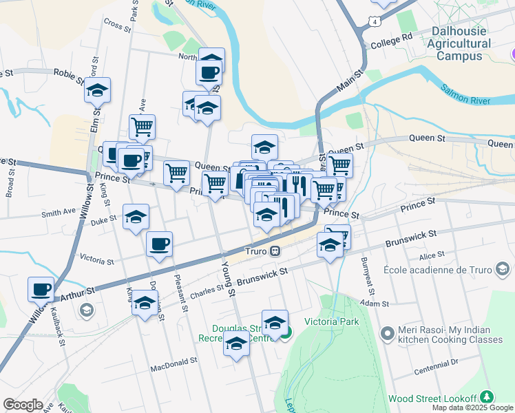 map of restaurants, bars, coffee shops, grocery stores, and more near 10 Inglis Place in Truro