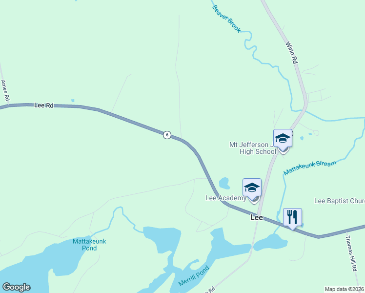 map of restaurants, bars, coffee shops, grocery stores, and more near 2653 Lee Road in Lee