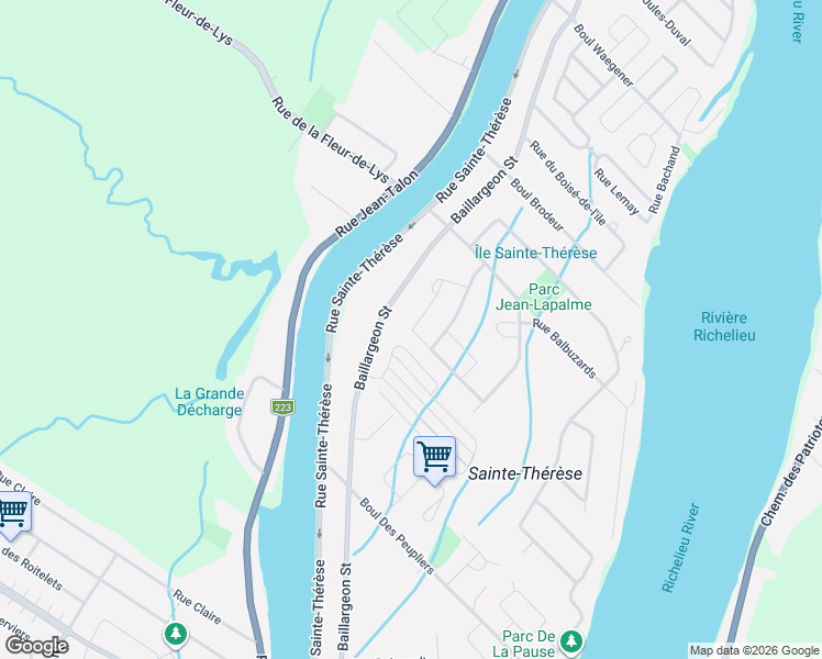 map of restaurants, bars, coffee shops, grocery stores, and more near 372 Rue des Bruants in Saint-Jean-sur-Richelieu