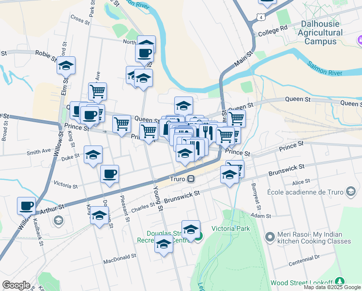 map of restaurants, bars, coffee shops, grocery stores, and more near 10 Inglis Pl in Truro