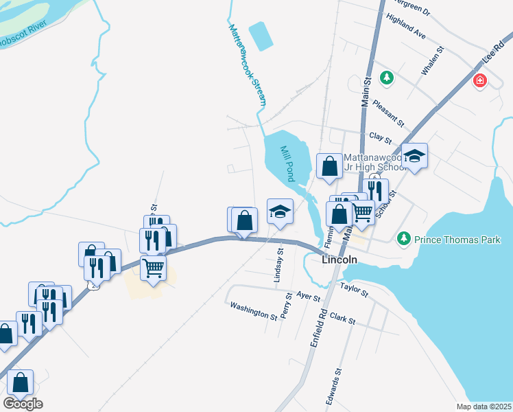 map of restaurants, bars, coffee shops, grocery stores, and more near 8 Katadin Avenue in Lincoln