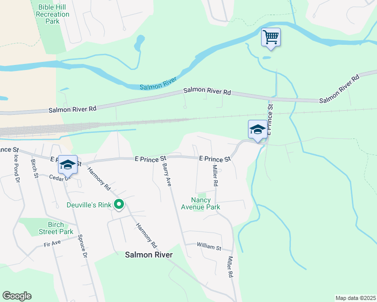 map of restaurants, bars, coffee shops, grocery stores, and more near 2005 East Prince Street in Salmon River