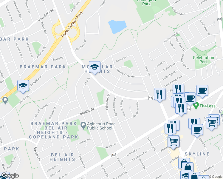 map of restaurants, bars, coffee shops, grocery stores, and more near in Ottawa