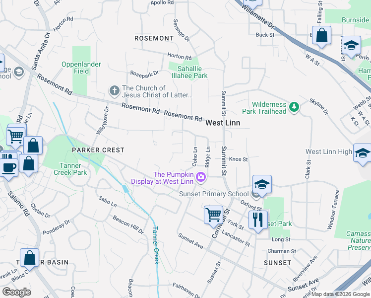 map of restaurants, bars, coffee shops, grocery stores, and more near 4823 Ireland Lane in West Linn