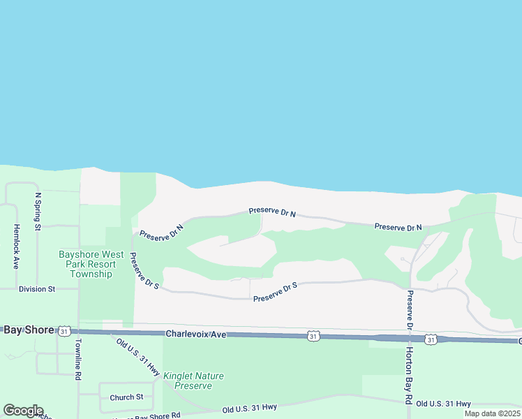 map of restaurants, bars, coffee shops, grocery stores, and more near 7501 Preserve Drive North in Petoskey