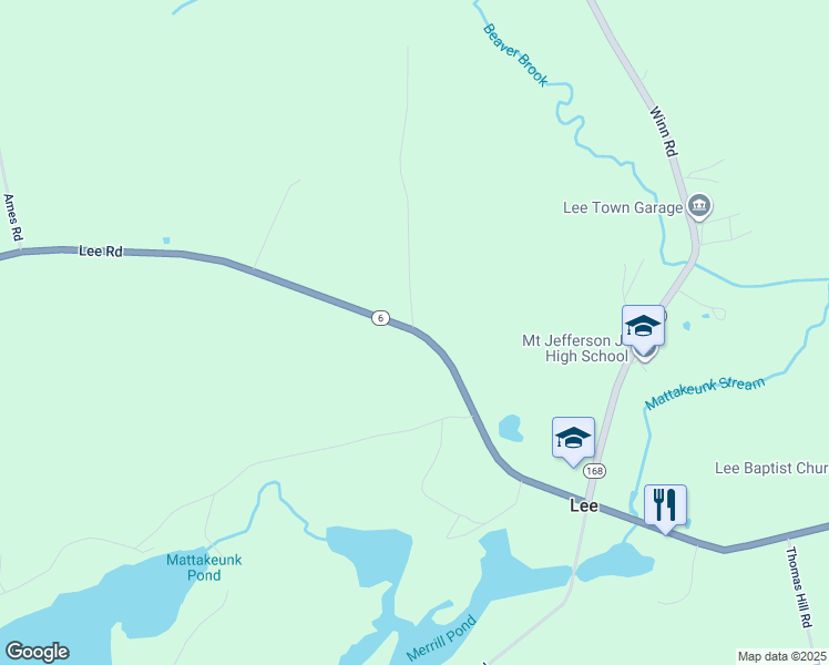 map of restaurants, bars, coffee shops, grocery stores, and more near 2653 Lee Road in Lee