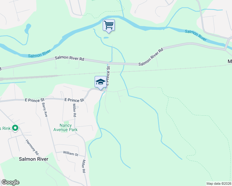 map of restaurants, bars, coffee shops, grocery stores, and more near Old Salmon River Branch Road in Salmon River