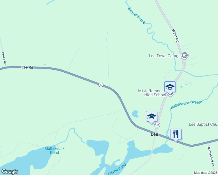map of restaurants, bars, coffee shops, grocery stores, and more near 2653 Lee Road in Lee
