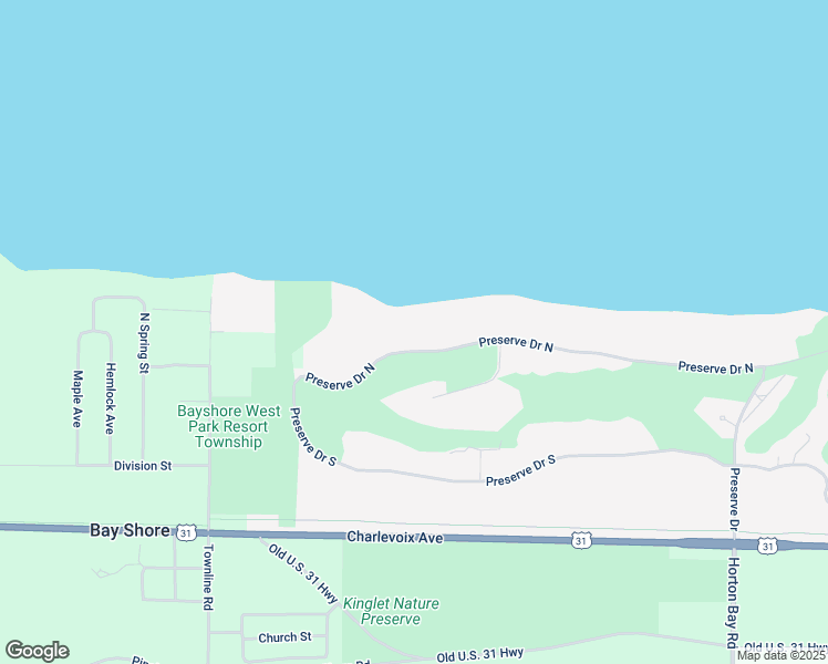 map of restaurants, bars, coffee shops, grocery stores, and more near 7501-7899 Preserve Drive in Petoskey