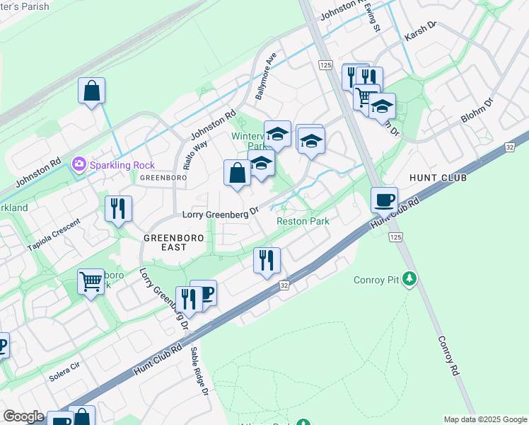 map of restaurants, bars, coffee shops, grocery stores, and more near 91 Pike Street in Ottawa