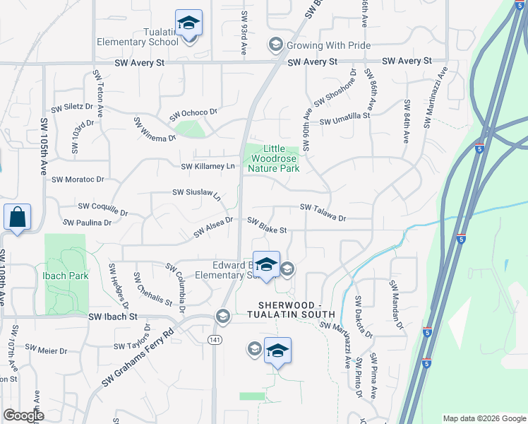 map of restaurants, bars, coffee shops, grocery stores, and more near 21280 Southwest Boones Ferry Road in Tualatin