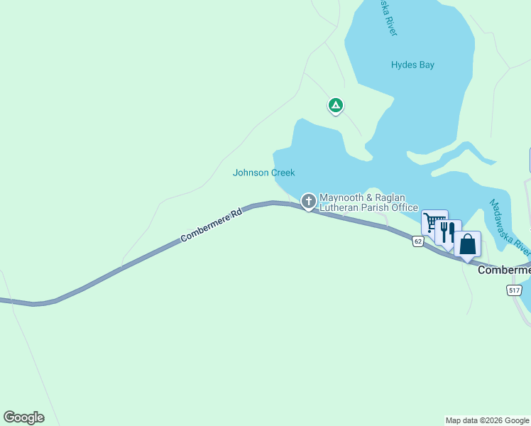 map of restaurants, bars, coffee shops, grocery stores, and more near 39089 Combermere Road in Combermere