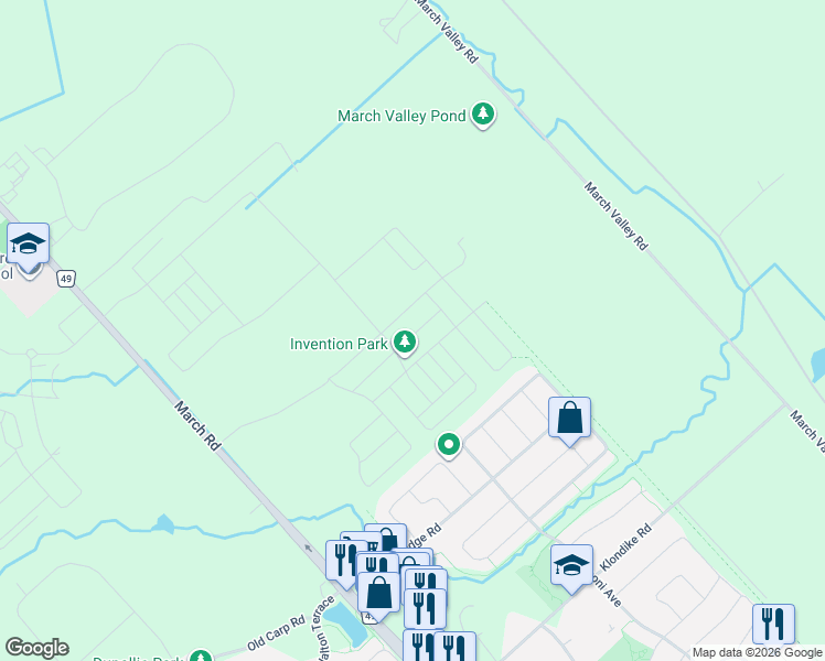 map of restaurants, bars, coffee shops, grocery stores, and more near 936 March Road in Ottawa