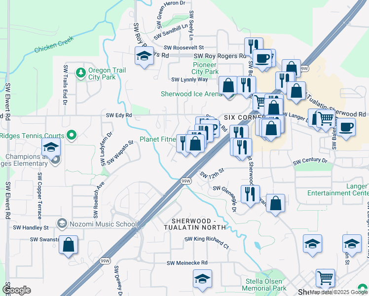 map of restaurants, bars, coffee shops, grocery stores, and more near Terrace in Sherwood