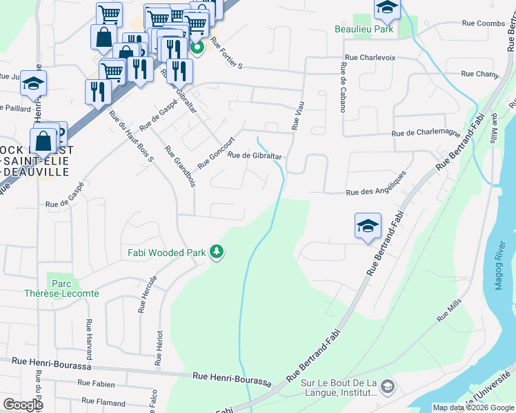 map of restaurants, bars, coffee shops, grocery stores, and more near in Sherbrooke