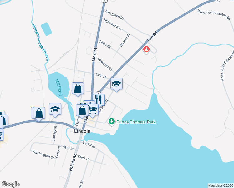 map of restaurants, bars, coffee shops, grocery stores, and more near 45 School Street in Lincoln