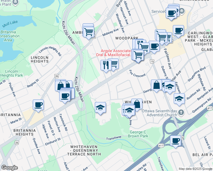 map of restaurants, bars, coffee shops, grocery stores, and more near 810 Edgeworth Av in Ottawa