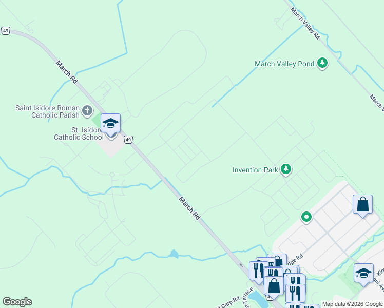 map of restaurants, bars, coffee shops, grocery stores, and more near 822 Demulcent Lane in Ottawa