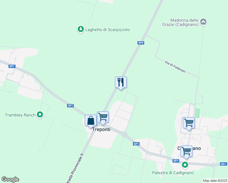 map of restaurants, bars, coffee shops, grocery stores, and more near 2 Via delle Robinie in Treponti