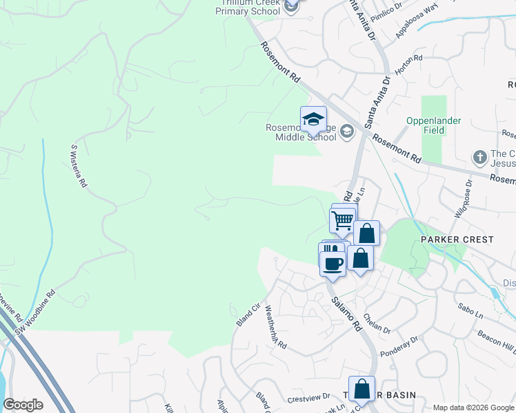 map of restaurants, bars, coffee shops, grocery stores, and more near 3100 Brandywine Drive in West Linn
