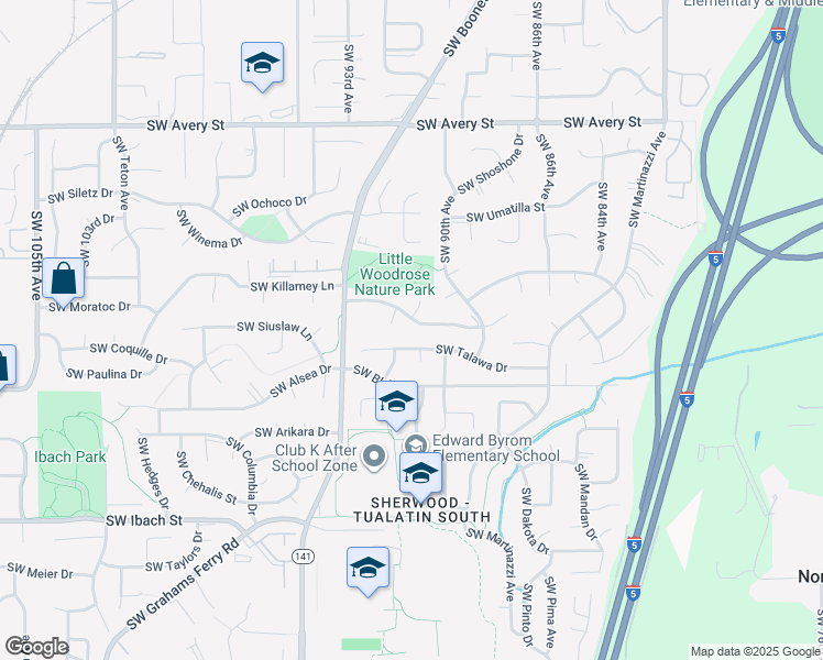map of restaurants, bars, coffee shops, grocery stores, and more near 9082 Southwest Arapaho Road in Tualatin